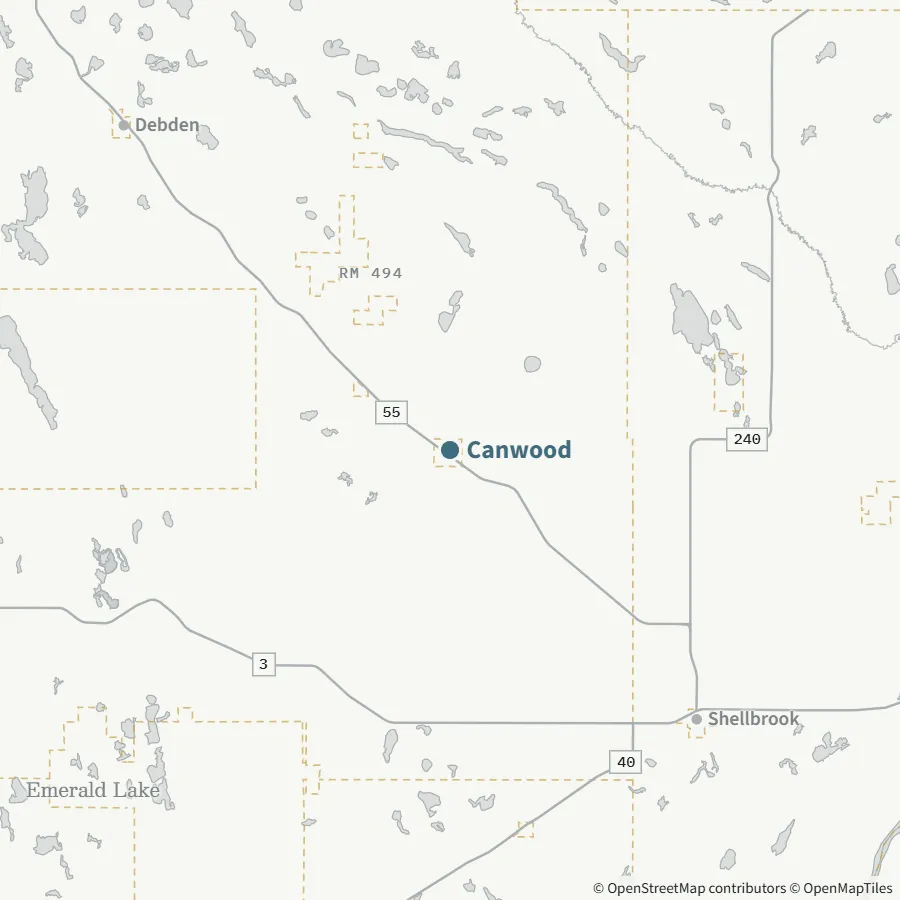 Map showing where Canwood is, ~1 hour from Spiritwood