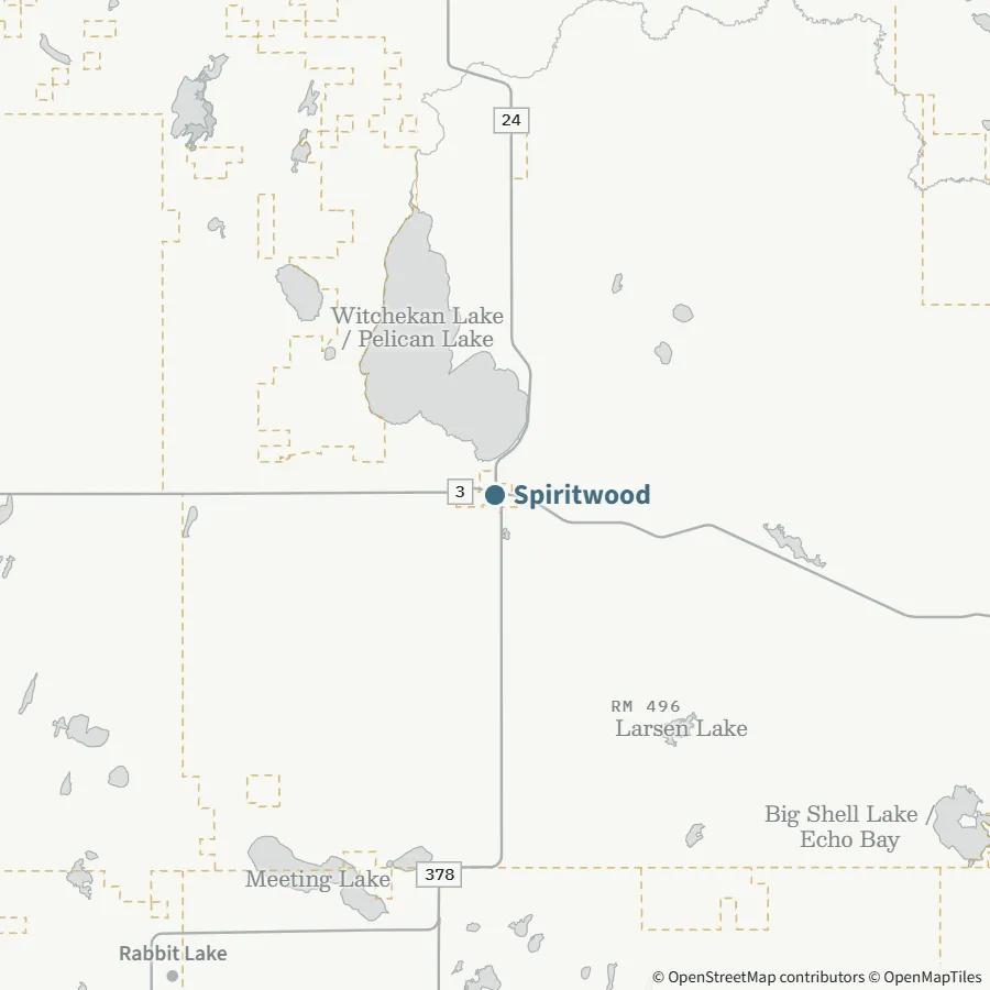 Map showing where Spiritwood is, Primary Hub — Highway 3 & Highway 24
